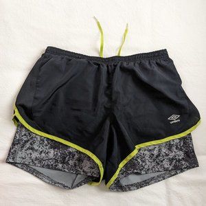 Umbro Athletic Shorts - Double Layer, Black, Size Large (L), Used